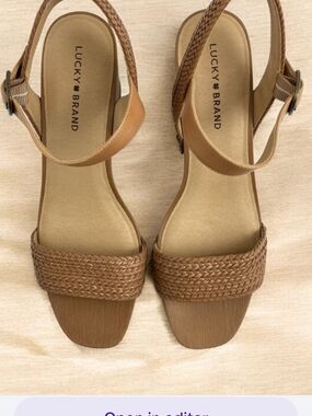 Lucky Brand Zyler platform woven strappy wedge sandals Sz 8 M